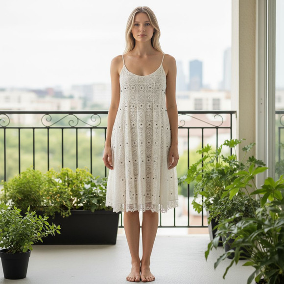 Free People Boho Lace Rhinestone Embroidered Dress - Picture 1 of 8